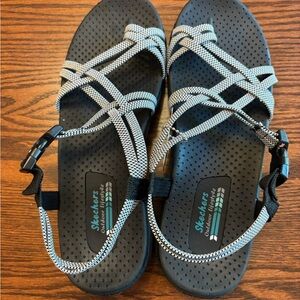 Skechers Striped Black and White Sandals